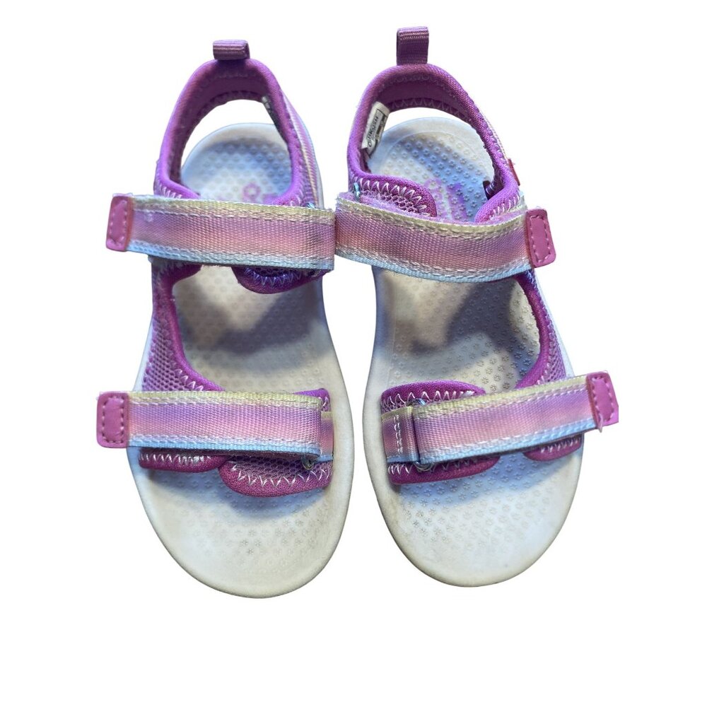 OshKosh Bgosh Girls Pink Rainbow Strap Sandals Size 10 Adjustable Summer Shoes D